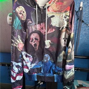 Horror Movie All-Over Print Zip Hoodie - Multicolor